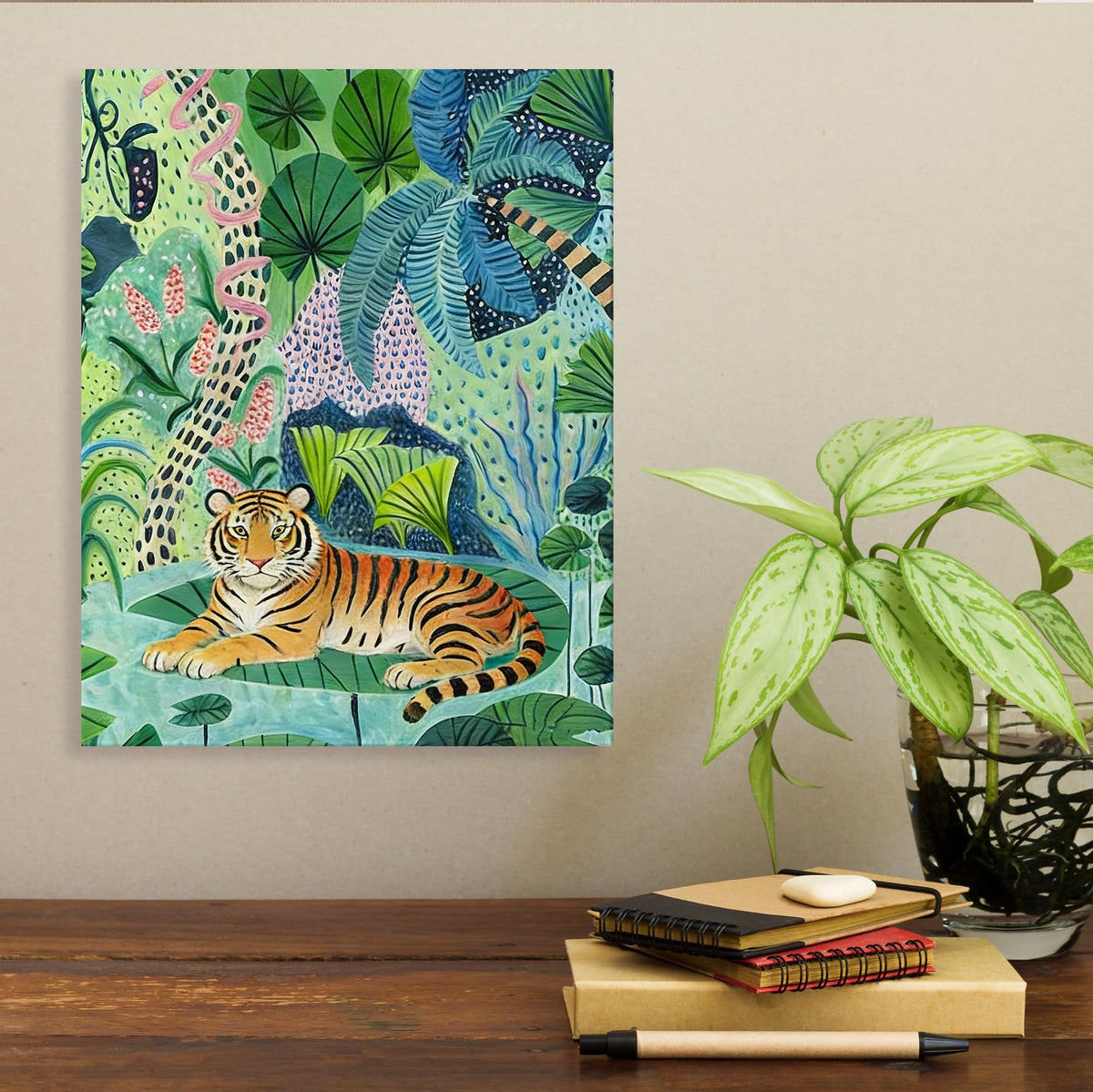 Jungle Tiger Tropical Animal Wall Art Decor 11x14 Inches (Tropical Jungle Tiger)