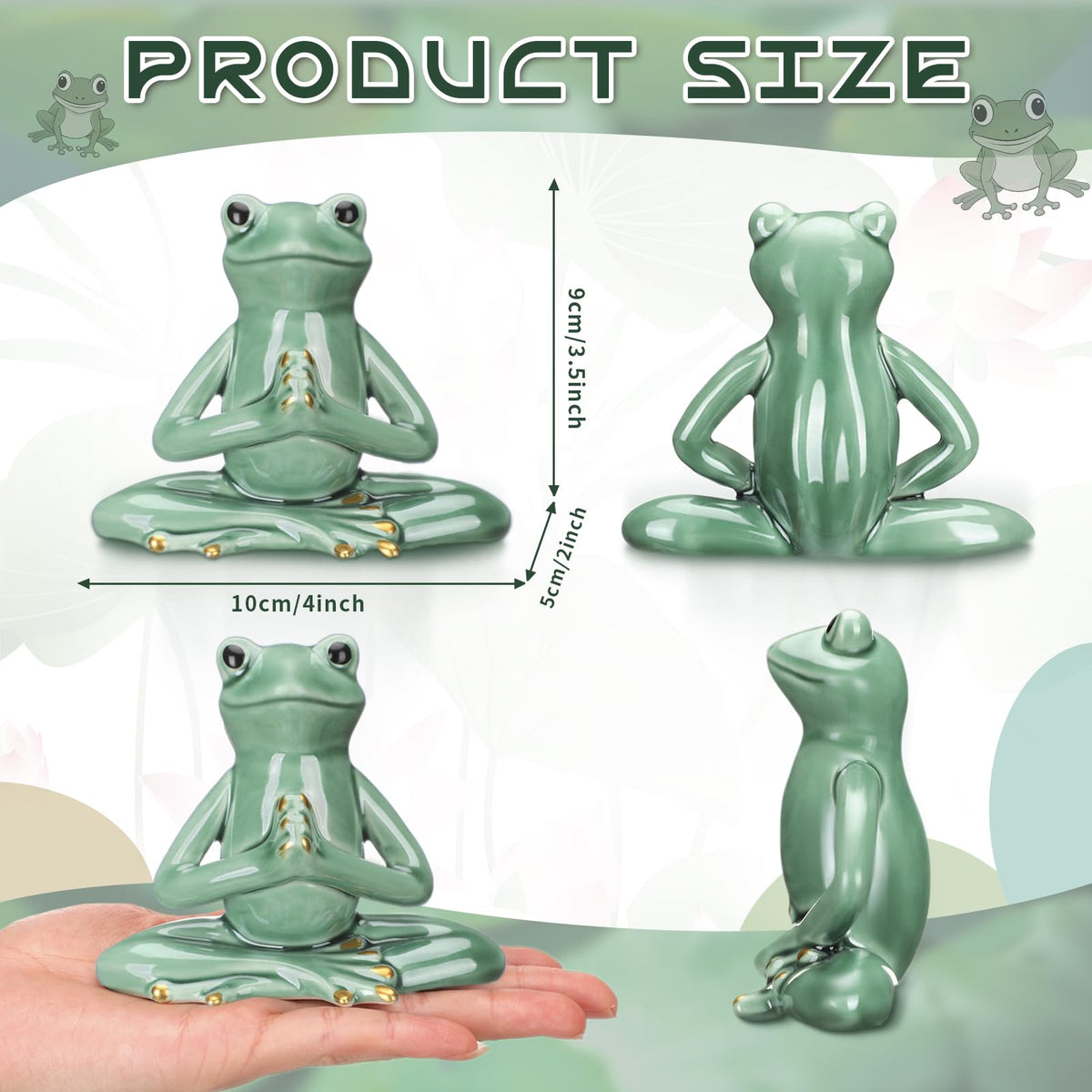 3 Pcs Ceramic Zen Yoga Frog Figurines Meditation Desk Decor (Frog)