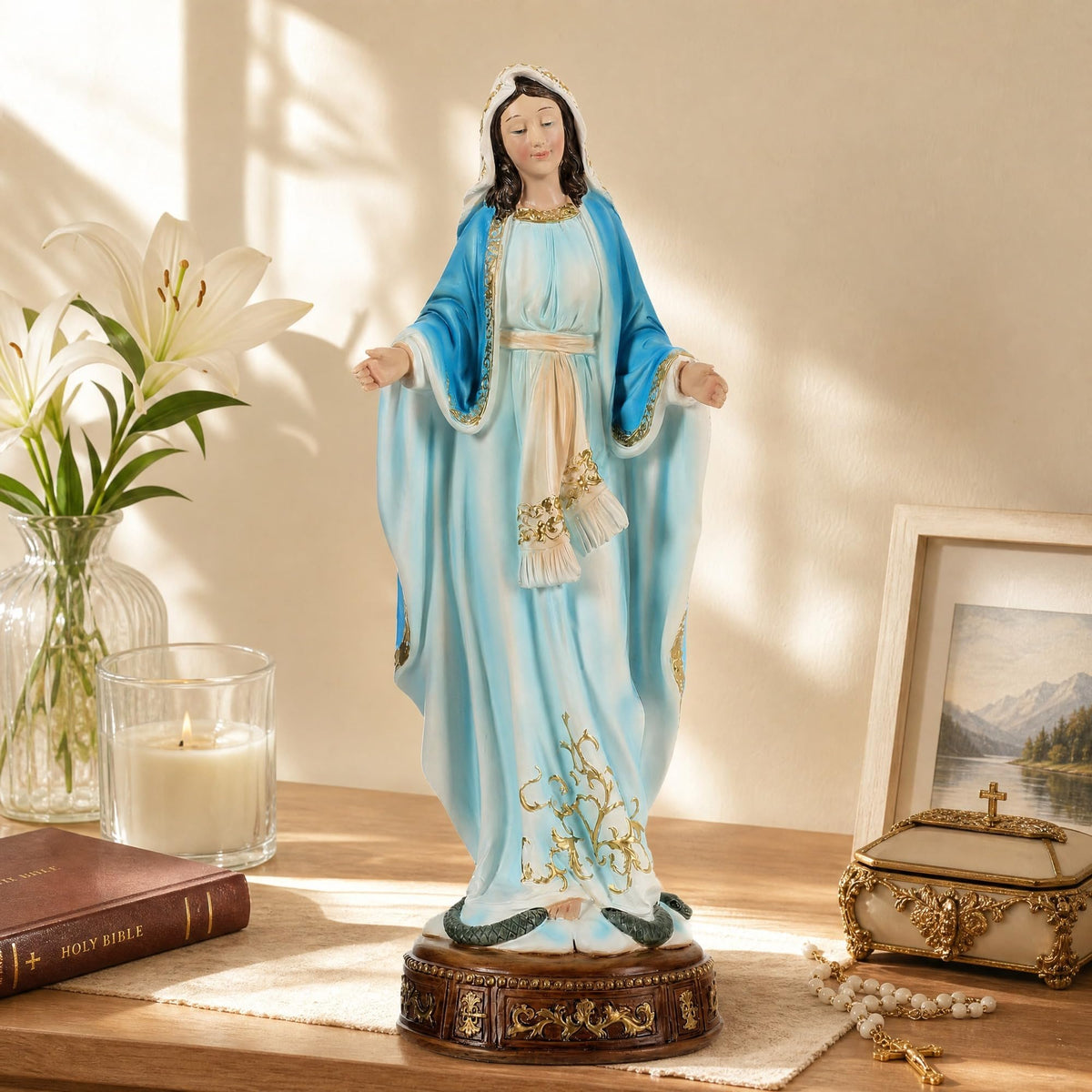 12 Inch Virgin Mary Statue (White+blue)