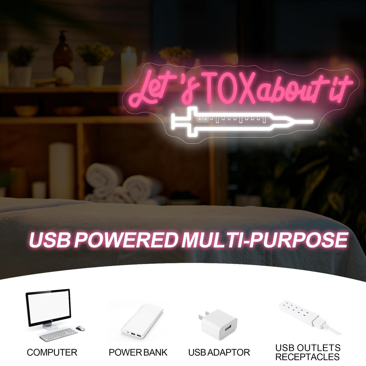 Let's Tox about it Neon Sign Botox LED Light Injector Spa Studio Decor (Tox-3)