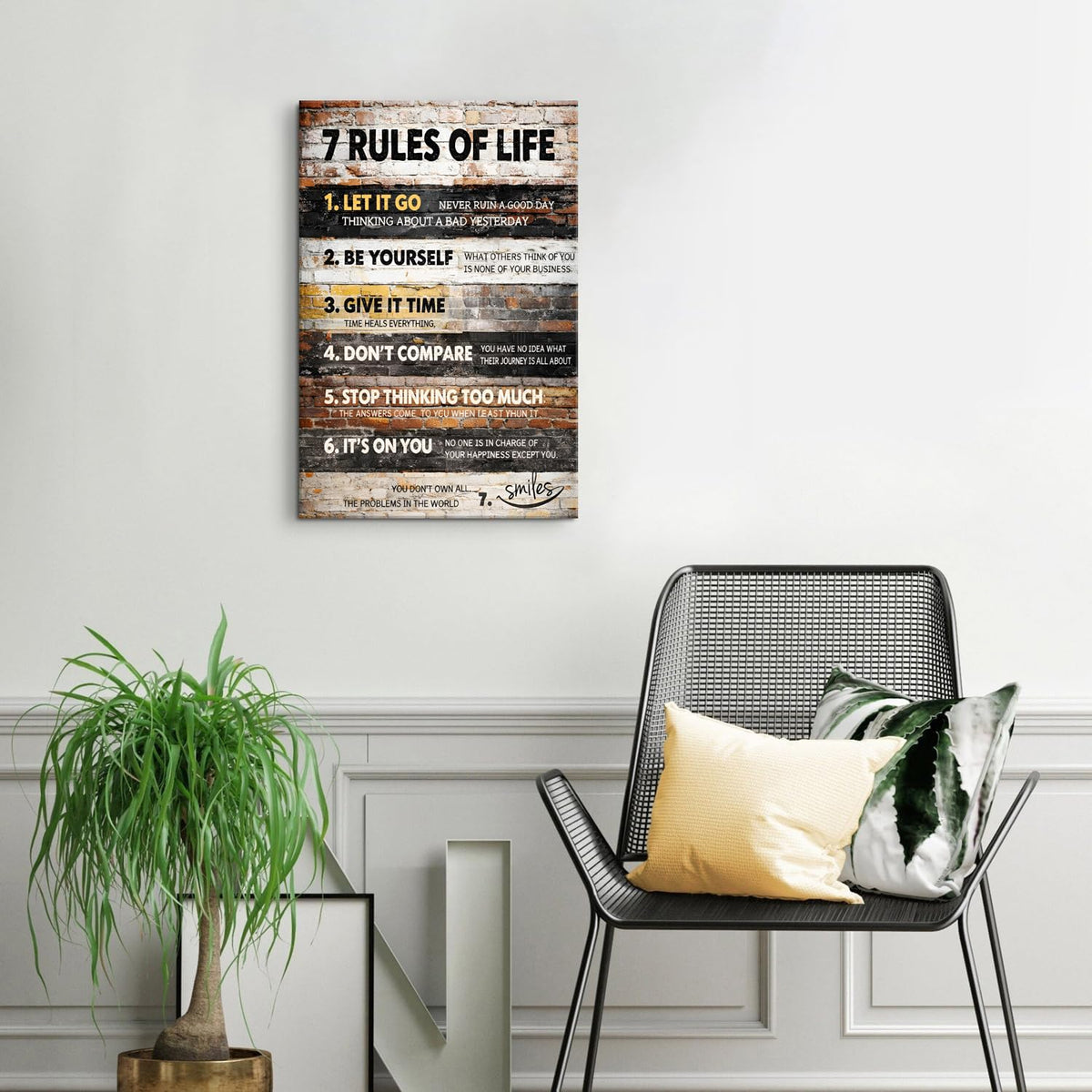 7 Rules of Life Wall Art Motivational Picture for Living Room Rules Sign Wall Decor Rustic Positive Affirmations Canvas Prints Painting Inspirational Quotes Artwork for Home Bedroom Decorations 16x24” (16"L x 24"W / 7 Rules 02)