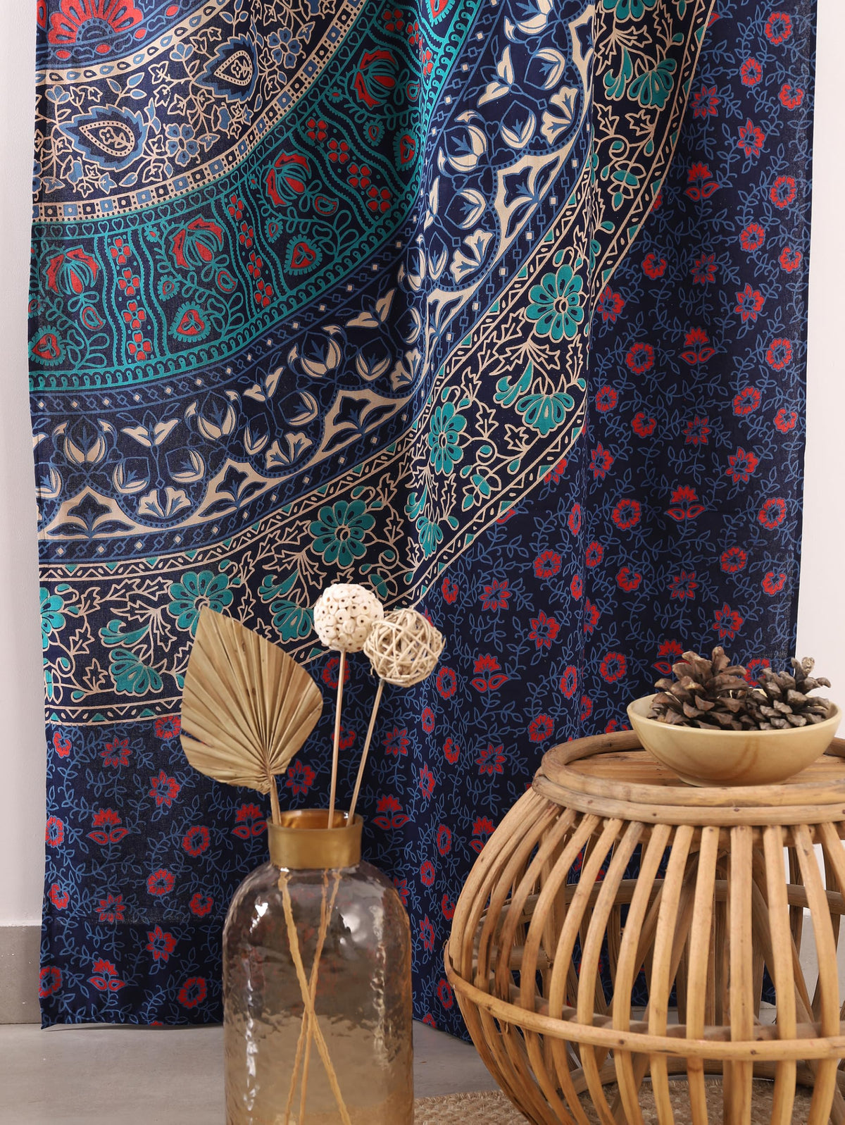 Blue Hippie Mandala Art of Flower Curtains 100 Inch Length for Living Room Bedroom 2 Panels Set Semi Sheer Window Curtains 76 Inch Width Boho Farmhouse Drapes W76xL100 Midnight (Floral Midnight Blue / 76"W x 100"L (Pack of 2))
