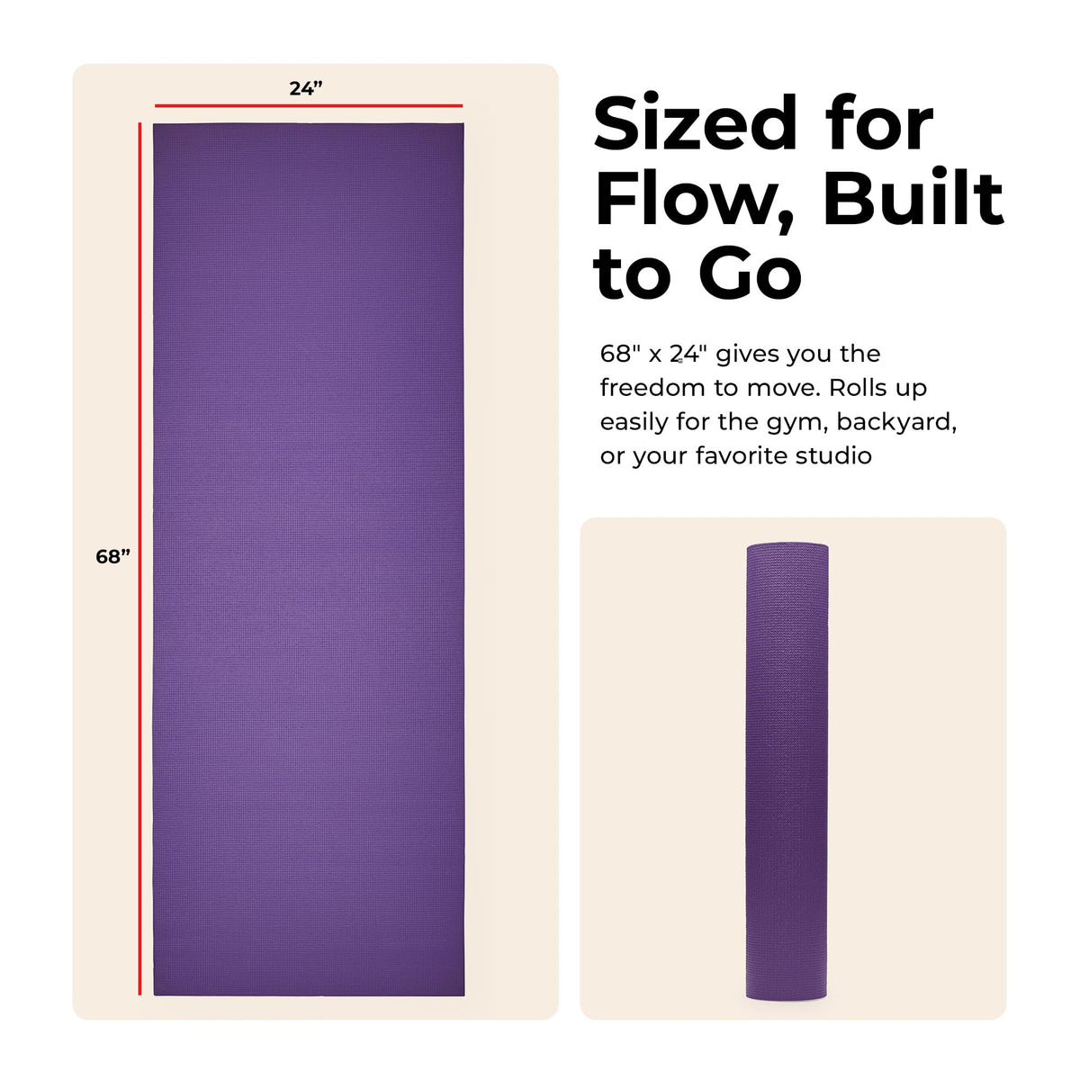 Slim High Density Exercise Yoga Mat (Classic Purple)