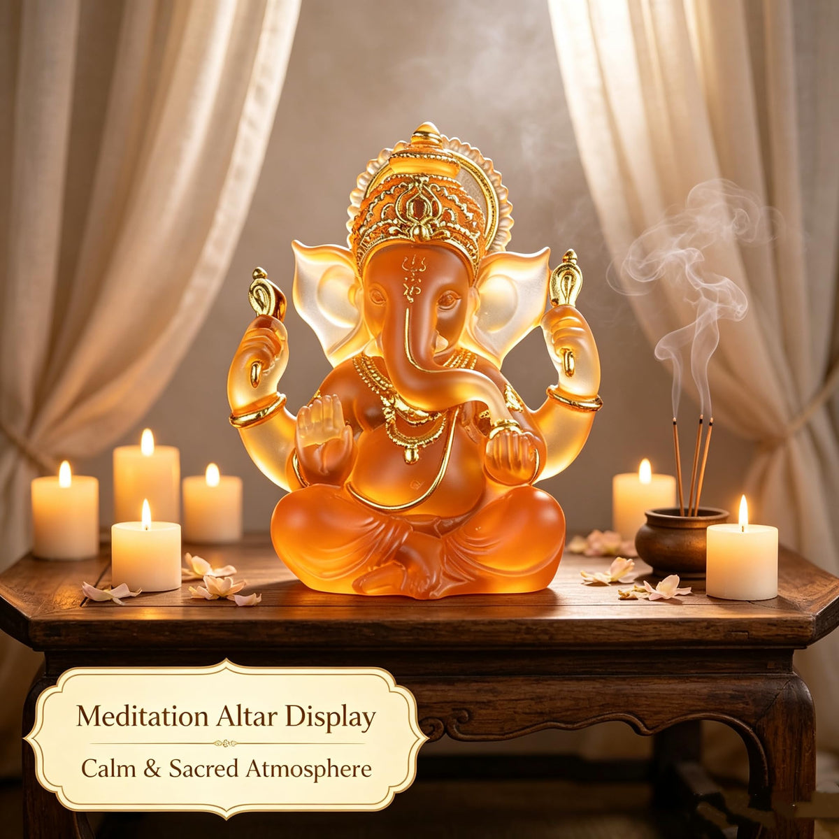 Indian God Lord Ganesha Statue (Orange / 5.5")