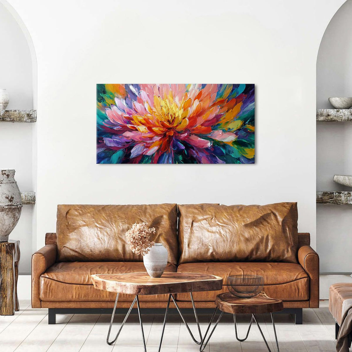 Abstract Lotus Wall Art Zen Wall Decor Large Colorful Lotus Flower Pictures for Bedroom Yoga Spa Abstract Bloom Floral Canvas Prints Meditation Spiritual Artwork Living Room Office Decorations 20x40" (40"L x 20"W / Lotus)