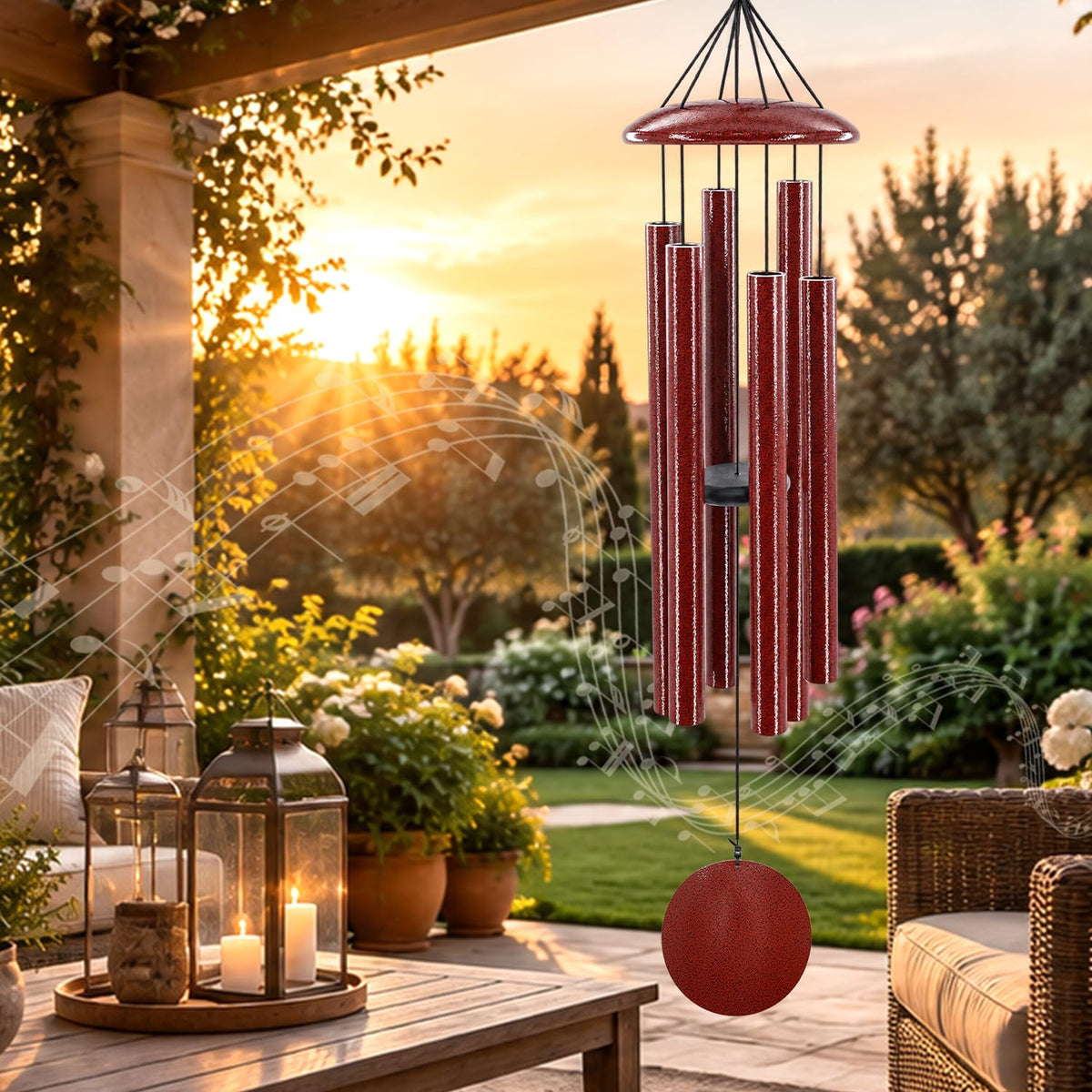 45 in Memorial Wind Chimes Large with 6 Heavy Tubes (45“Ruby Red)