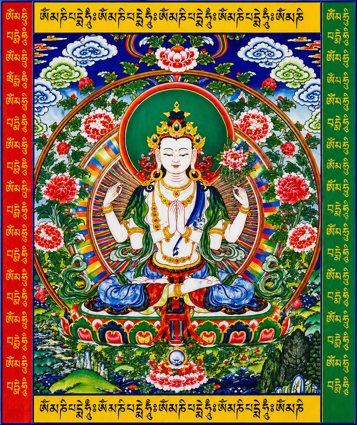 Vertical Tibetan Prayer Flags Outdoor Buddhism Decor Chenrezig Lungta (Chenrezig)