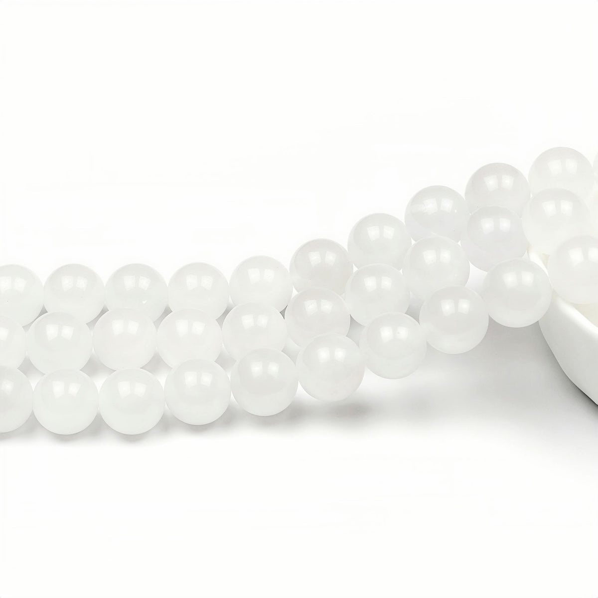 Beads for Energy Bracelets Yoga Bracelet DIY Bracelet Natural Stone Beads White Jade 38 Pieces (White Jade / 10mm)