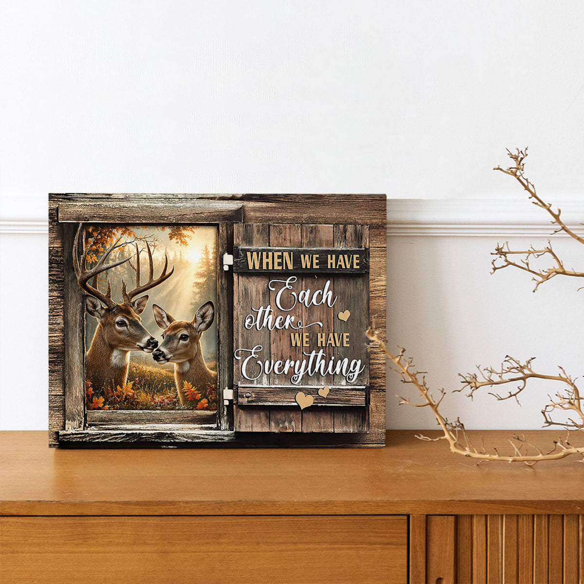 Farmhouse Deer Couple Decor Wall Art (Brown / 24"L x 16"W)