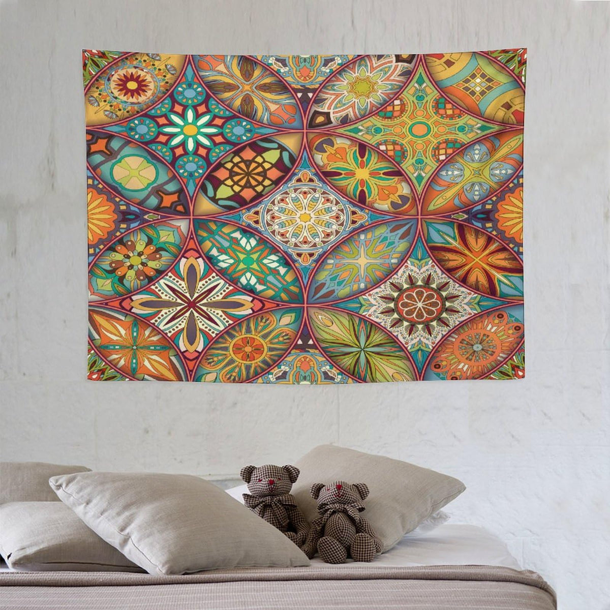 Boho Floral Tapestry Wall Hanging Colorful Bohemian Mandala Tapestries Home Decor for Living Room Bedroom Apartment Farmhouse Dorm 30"x40" (30"L x 40"W / Mandala-20)