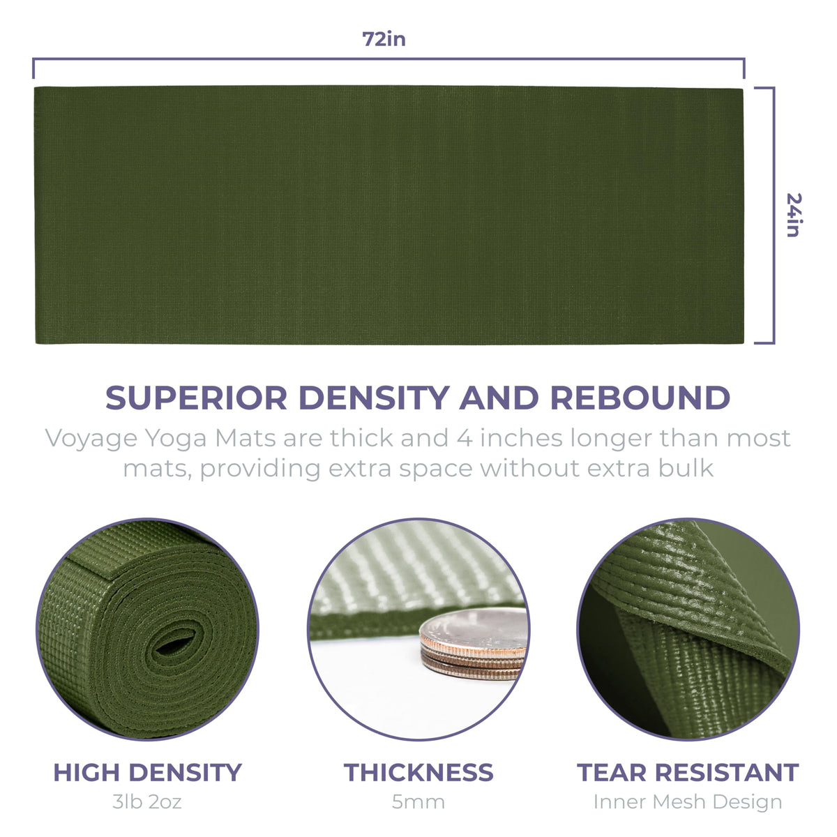 Voyage 5mm Studio Yoga Mats (Olive Green)
