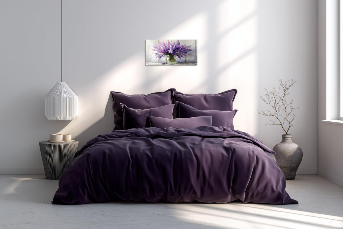 1 Panel Purple Pictures Wall Decor Purple Artwork Lavender Wall Art Country Floral Canvas Prints Botanical Art Watercolor Flower Bathroom Bedroom Decor Painting Ready to Hang 16x32 Inches (32"L x 16"W / Purple Flower 13)