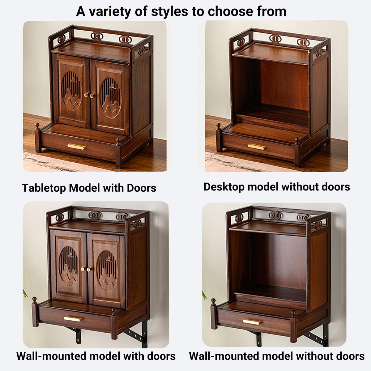 Buddha shelf Household Wood Cabinet with Drawer Wall (With Door / Wall-mounted)