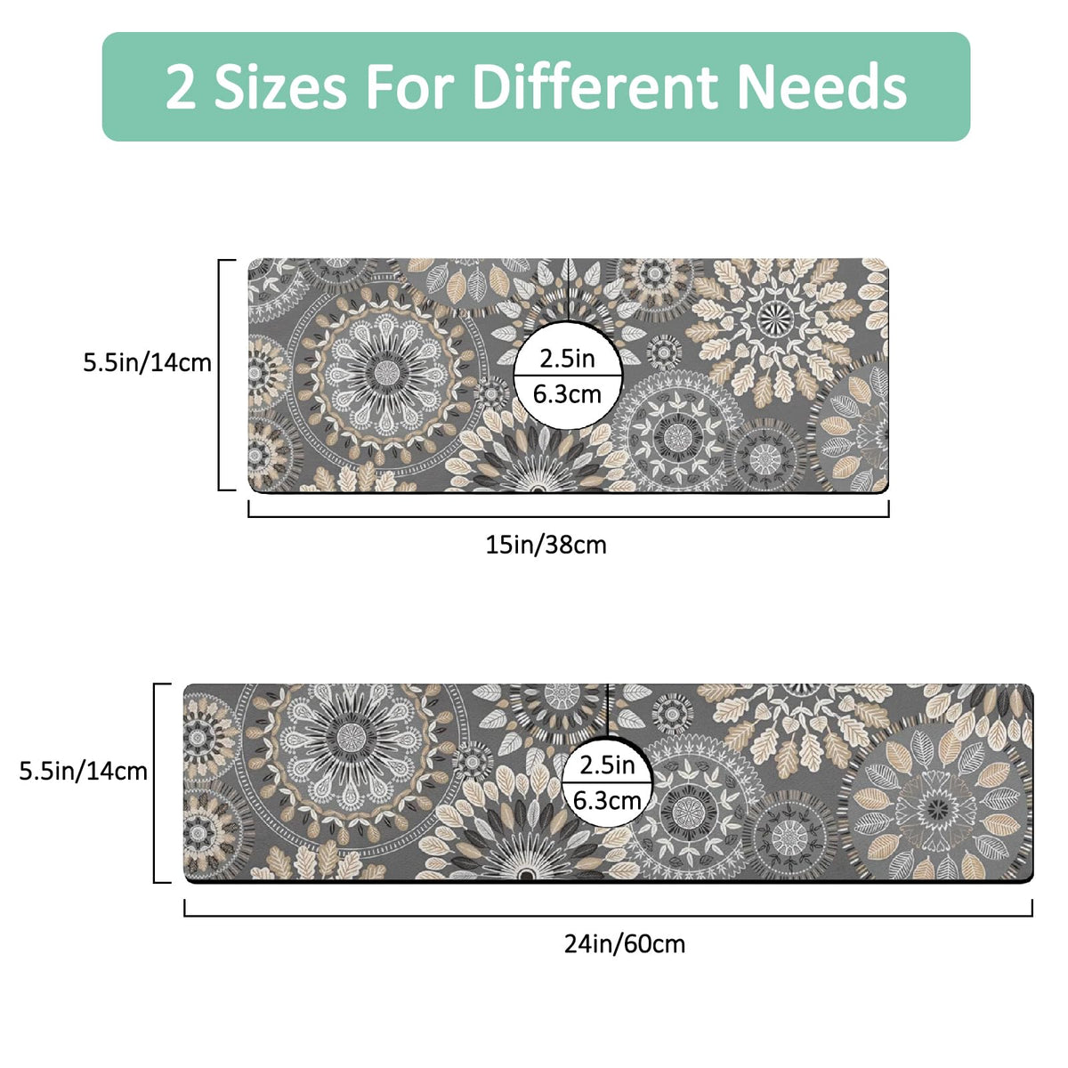 2 Pack Kitchen Sink Splash Guard Faucet Mat 24" X 5.5" Mandala Absorbent Fast Drying Mat Faucet Draining Mat Sink Splash Guard Behind Faucet Drip Catcher for Kitchen Bathroom (24*5.5inx2 / mandala)