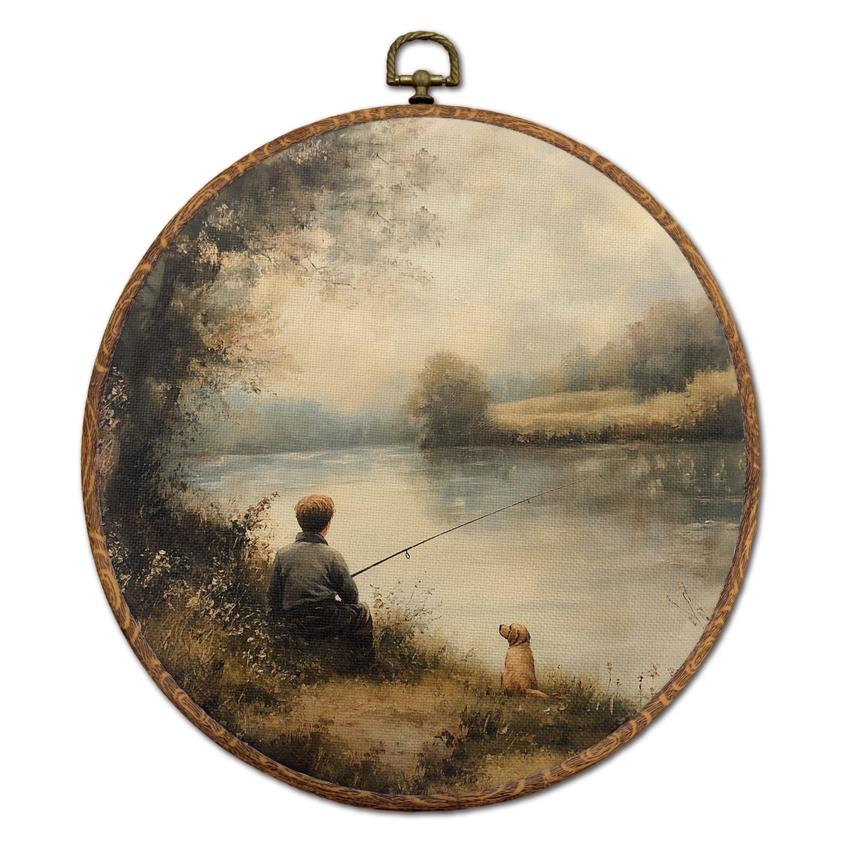 Vintage Farmhouse Lakeside Round Wall Art (04Child)