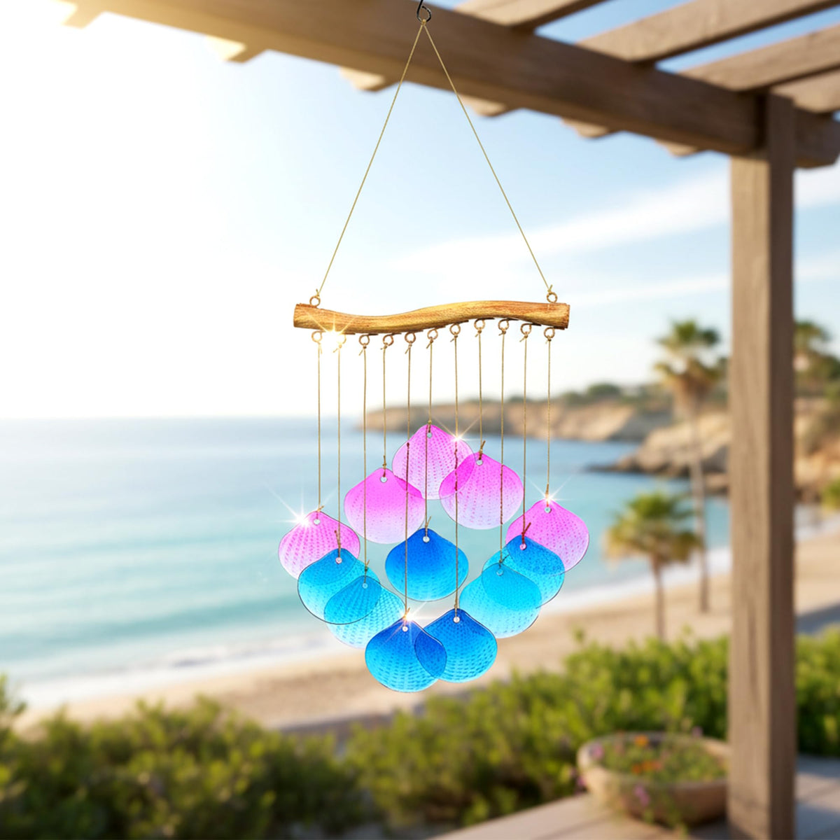 Glass Shell Wind Chimes for Outdoor Decor