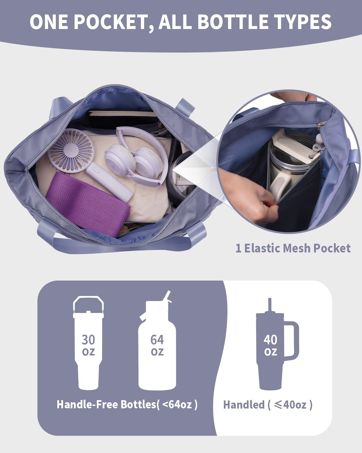 Yoga Mat Bag Tote Gym Bags Water Resistant Yoga Mat Bag Carrier (Blue-Gray)