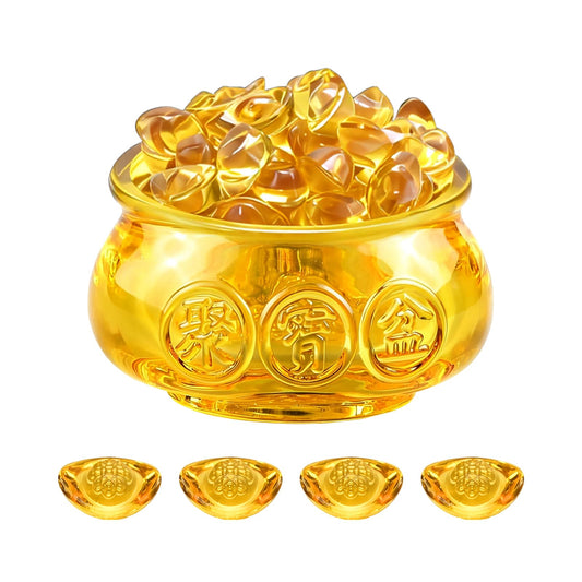 4.75" Large Feng Shui Treasure Basin with 186 Crystal Ingots (4.75inches)