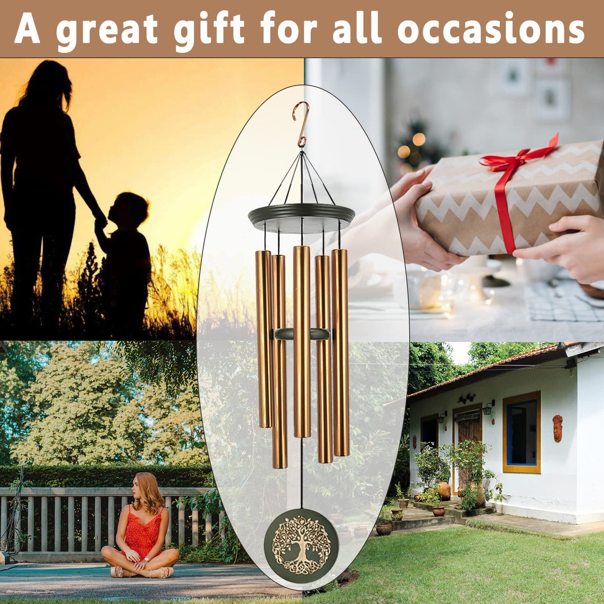 36" Memorial Tree of Life Windchime for Outside (36 in)