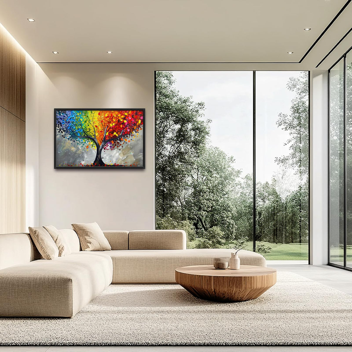 Tree of Life Large Wall Art Colorful Tree Framed Wall Decor for Living Room Modern Abstract Canvas Pictures Painting Bedroom Dining Room Office 24"x36" (Colorful Tree of Life / 36"L x 24"W)