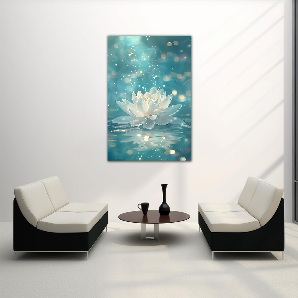 Zen Wall Art White Lotus Flower Canvas Art Print for Spa Bathroom Decor (Zen Stones Canvas Frame-06 / 40"L x 28"W)