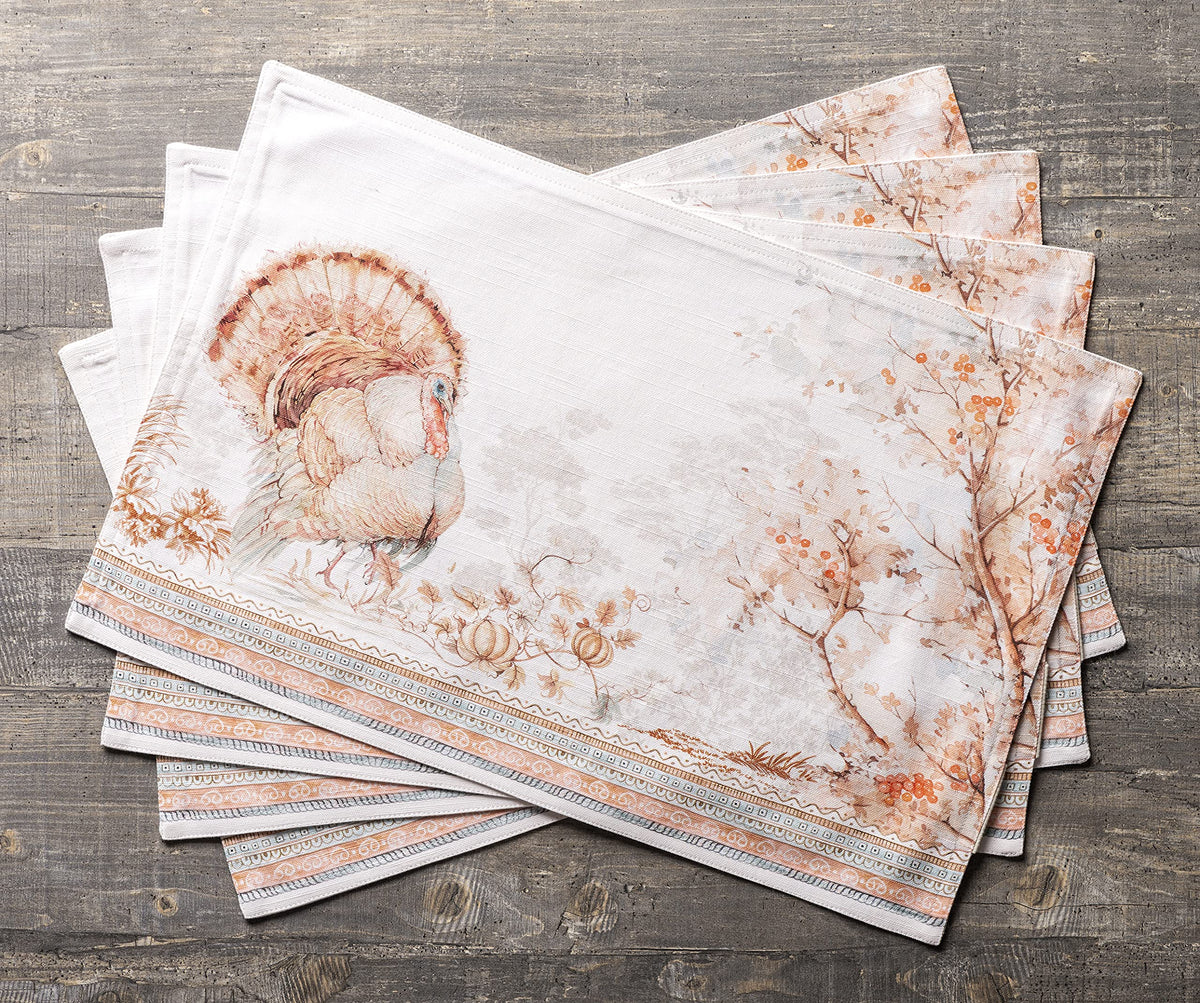 Placemats Set of 4 Reusable 100% Cotton (029 - Giving Thanks / 13" X 19" (Pack of 4))