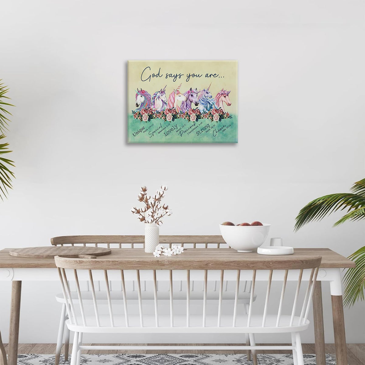 Unicorn Wall Art God Says You Are Pictures Wall Decor Canvas Painting Artwork Framed For Bathroom Bedroom Girl Room 12"x16" (Unicorn / 16"L x 12"W)