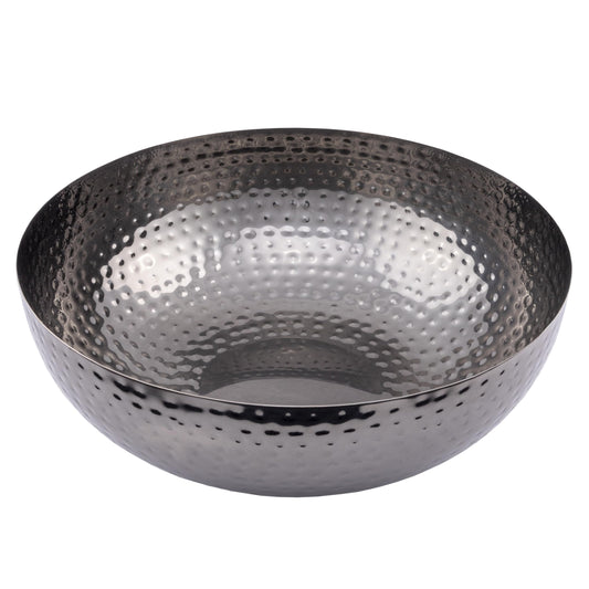 Round Hammered Metal Bowl (Oxidized Silver)