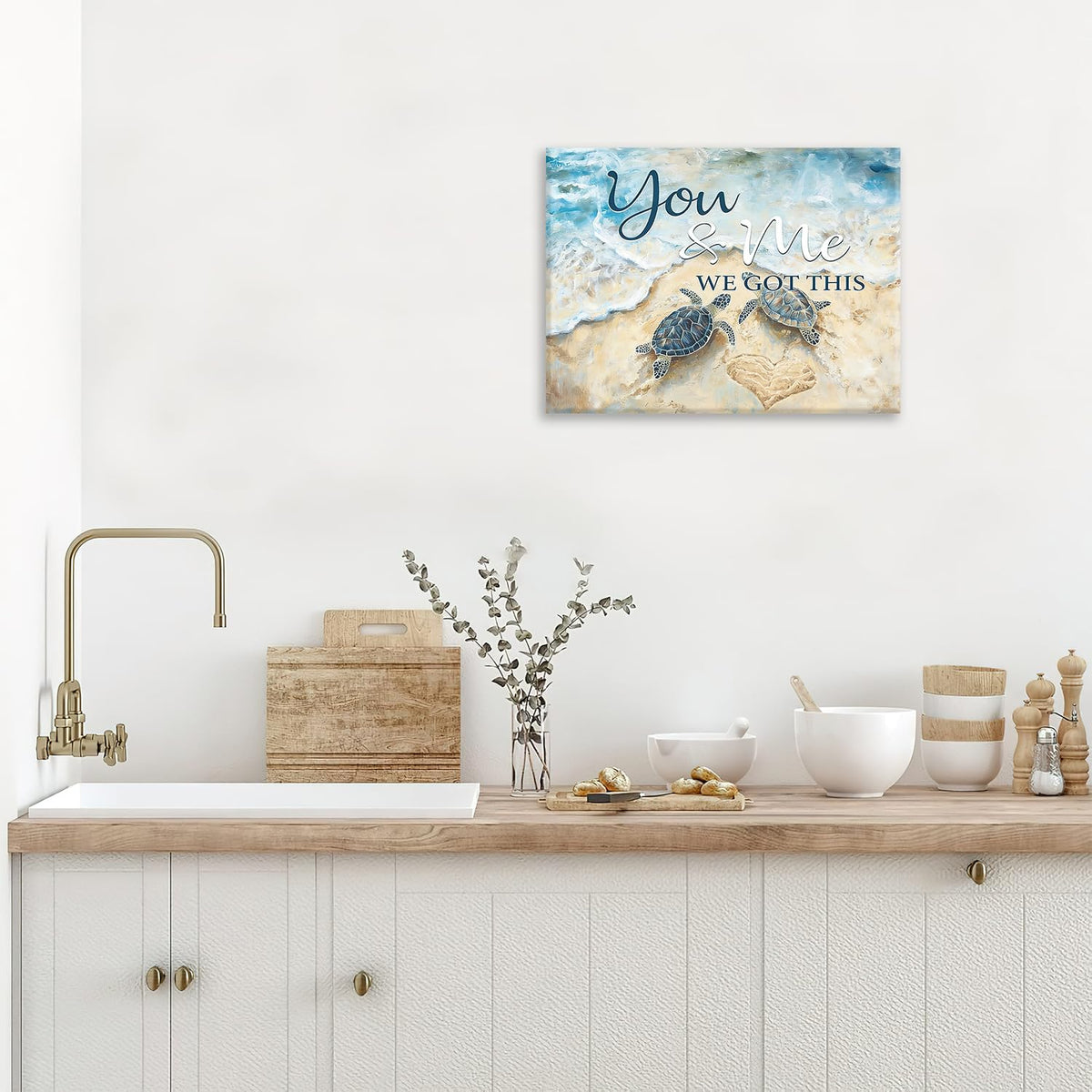 Turtle Canvas Wall Art Inspirational Prints Painting Framed ArtWork 12"x16" (Turtles / 16"L x 12"W)