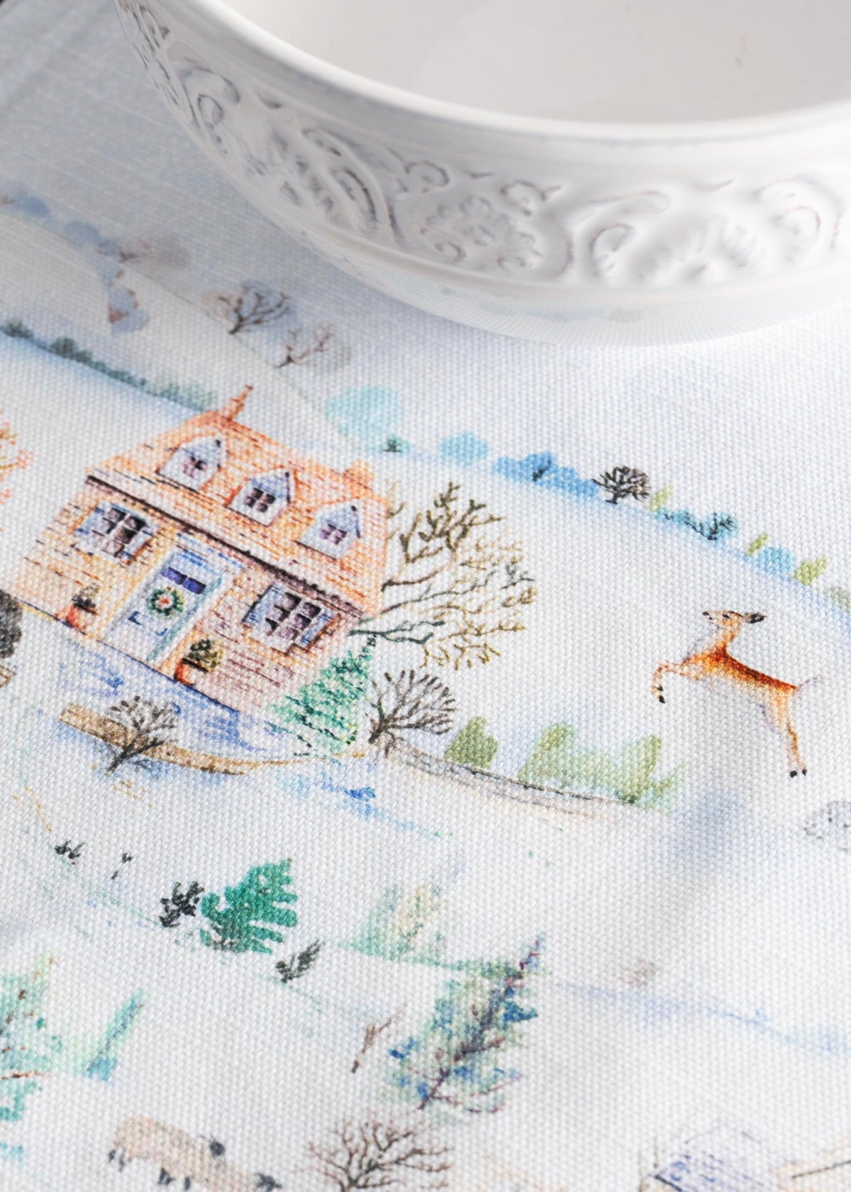Placemats Set of 4 Reusable 100% Cotton (092 - Snowy World / 13" X 19" (Pack of 4))