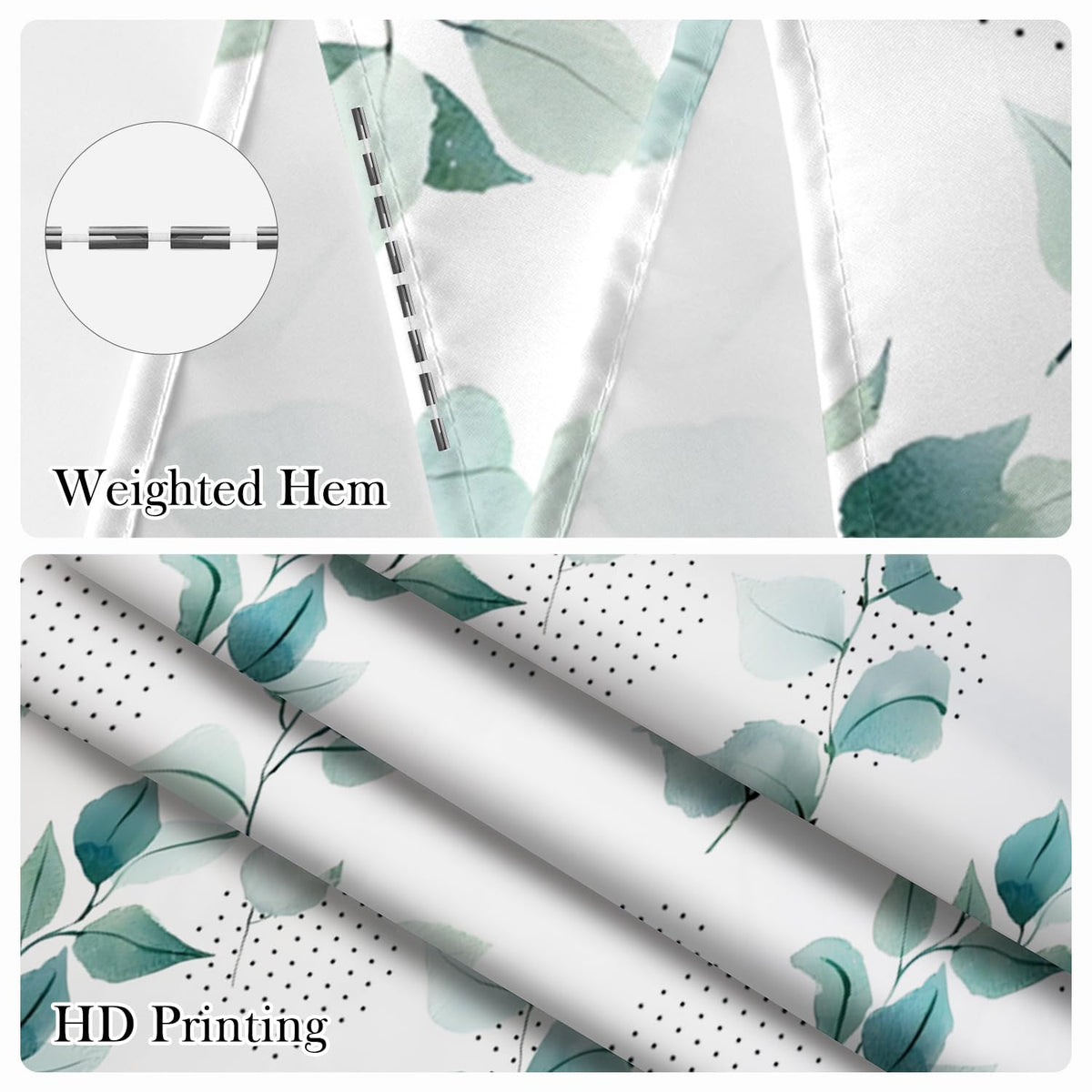 Modern Botanical Shower Curtain 71x74 Inch (Leaf)