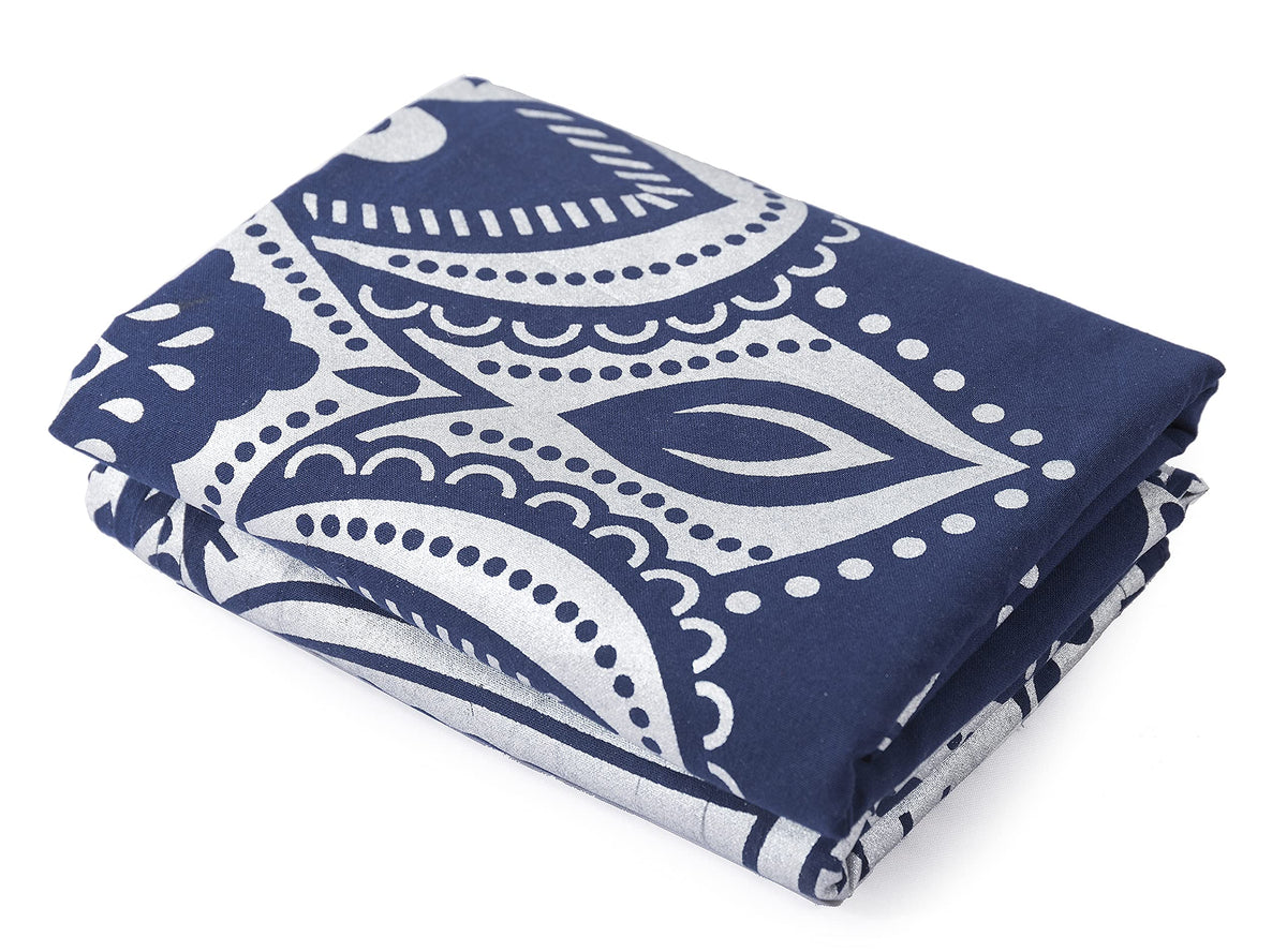 Printed Curtains for Living Room Indian Hippie Bohemian Beautiful Ombre Silver Color Mandala Curtain for Bedroom Panels (38"W x 83"L (Pack of 2) / Blue Silver_f)