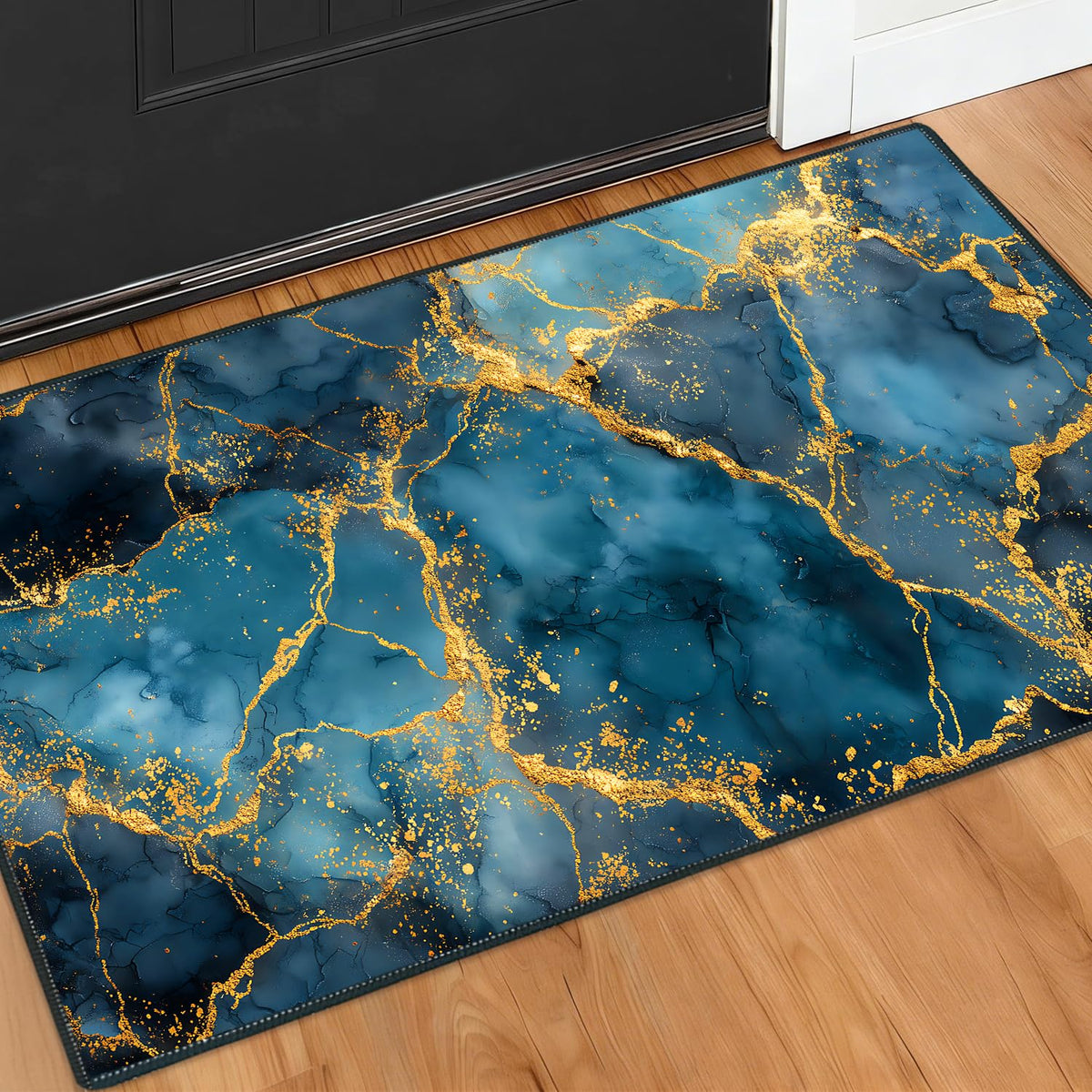 2x3FT Blue Gold Marble Area Rug (#4 / 2' x 3' (Rectangular))