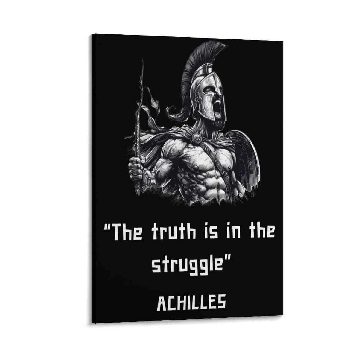 Achilles Truth In Struggle Spartan Warrior Canvas Printing Wall Art Prints Wall Decor Posters Black White Greek Mythology Motivational Gym Office Bedroom Living Room Decor 16x24inch (style-42 / 16x24inch(40x60cm) Frame)