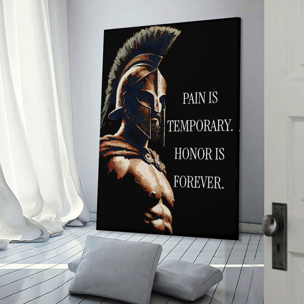 Pain Is Temporary Honor Is Forever Spartan Warrior Code Canvas Printing Wall Art Prints Wall Decor Posters Motivational Black Gold Stoic Living Room Bedroom Office Gym Decor 16x24inch (style-32 / 16x24inch(40x60cm) Frame)