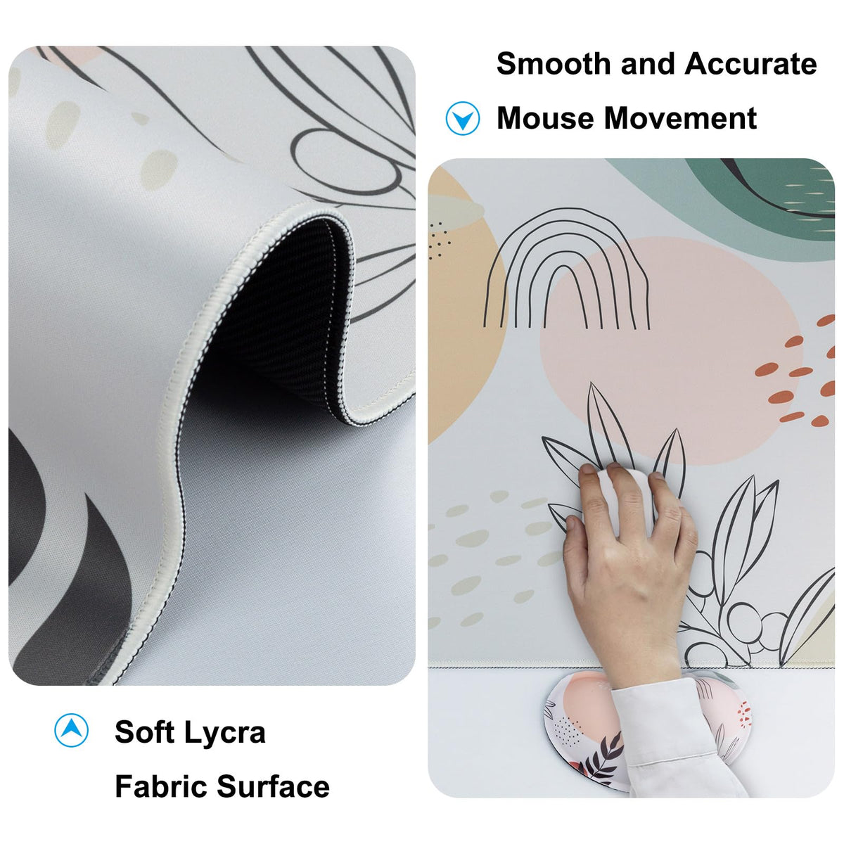 4 in 1 Mouse Pad and Keyboard Wrist Rest (B6-boho Leaves)