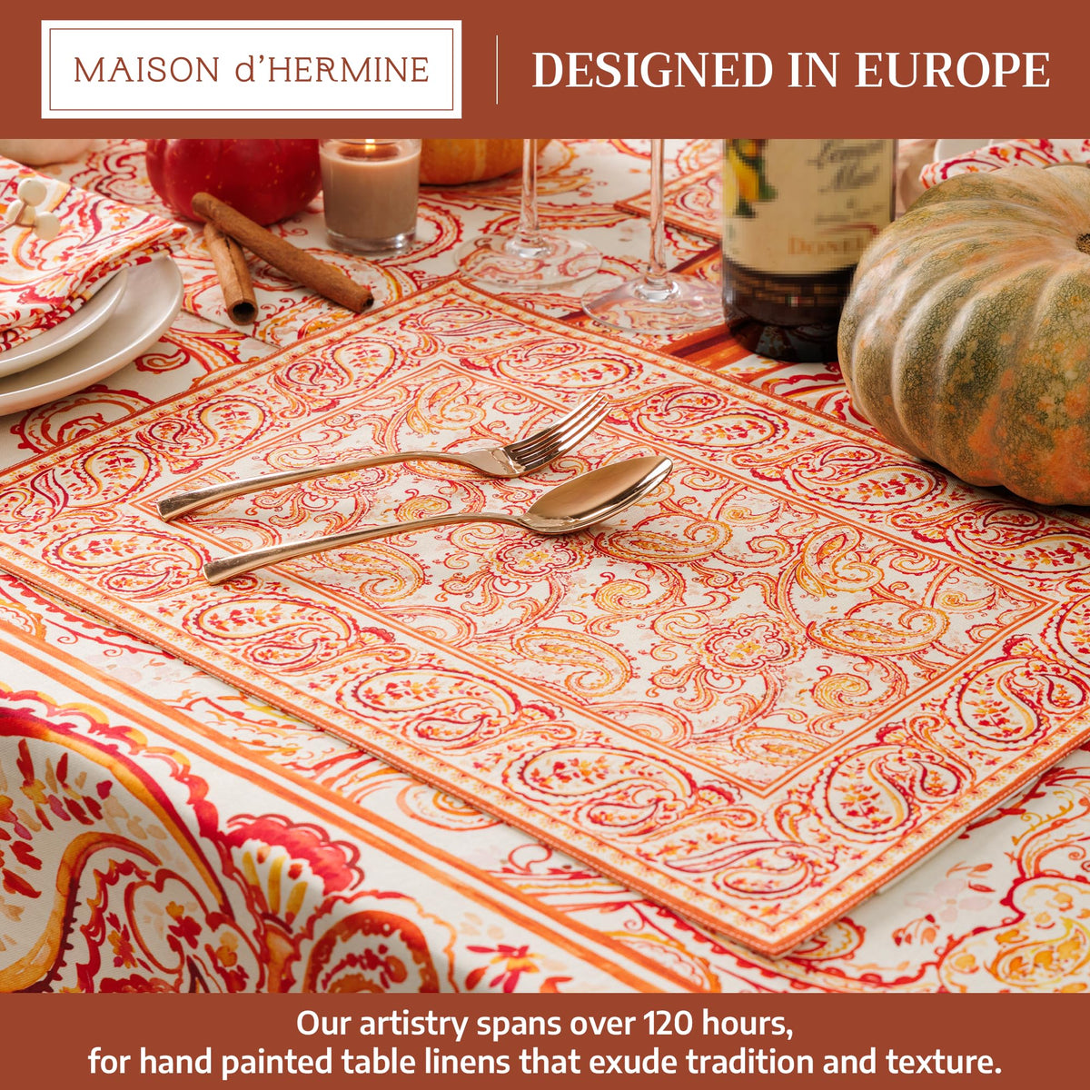 Placemats Set of 4 Reusable 100% Cotton (131 - Palatial Paisley / 13" X 19" (Pack of 4))