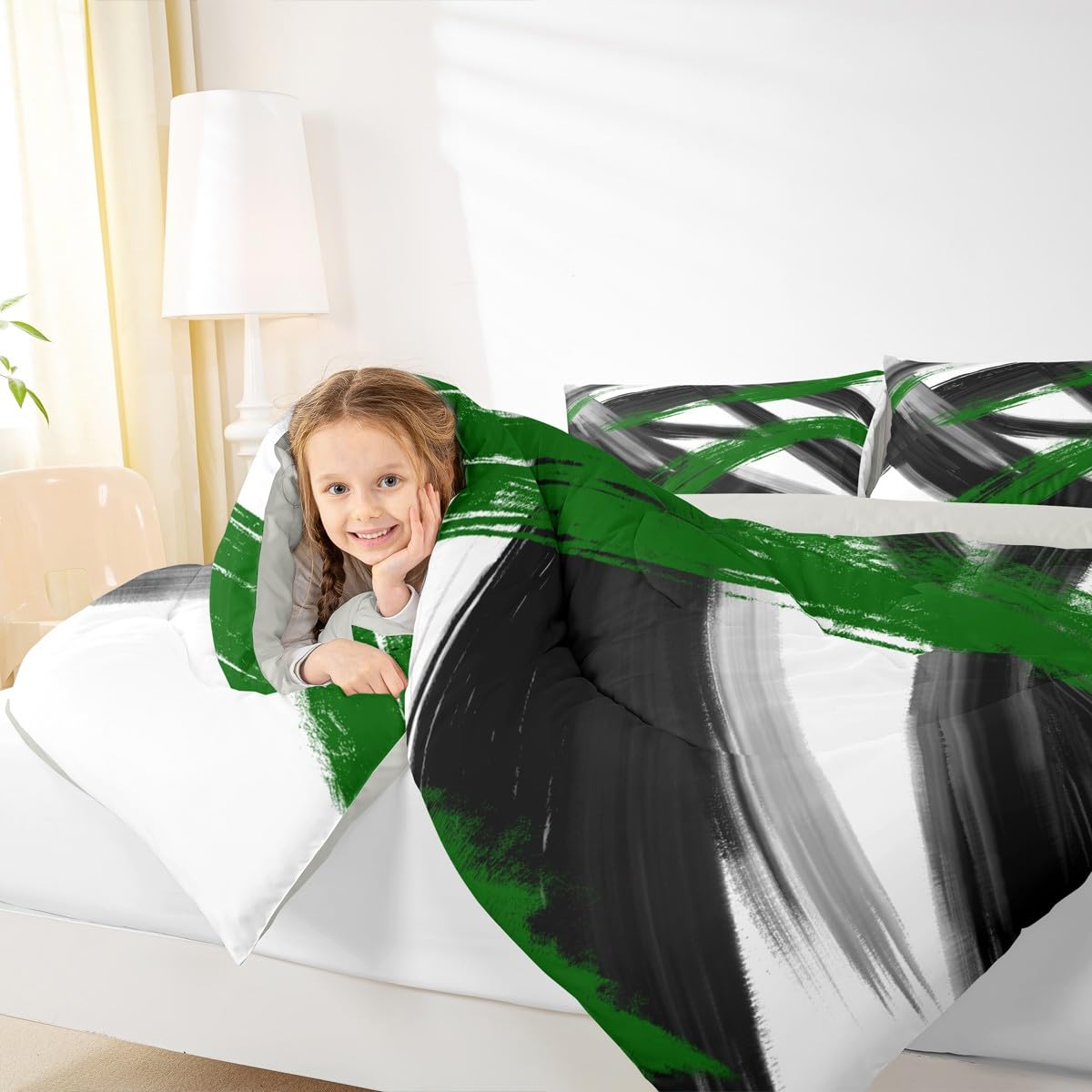 Black Green Comforter Set Queen Size Bedding Set (Multi 45686 / Queen)