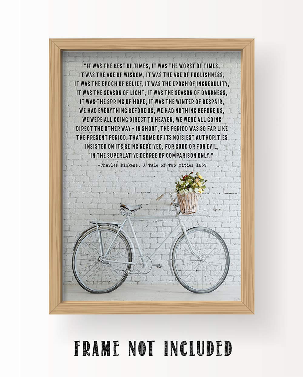 Charles Dickens Inspirational Quotes Wall Art Decor (Vintage Bike)