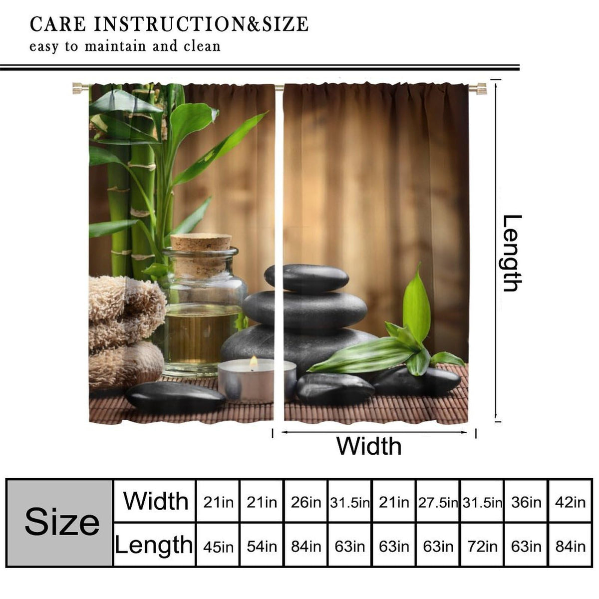 Zen Spa Blackout Curtains (31.5"W x 63"L (Pack of 2) / Zen-15)