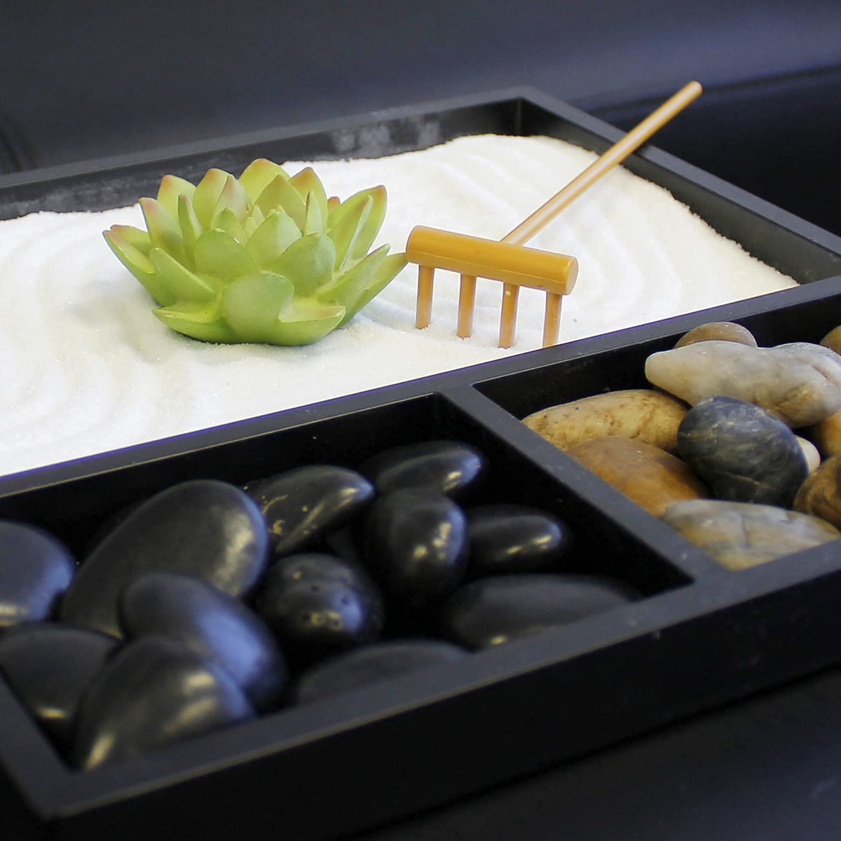 Mini Zen Garden Kit for Desk with Rake (9 inches)