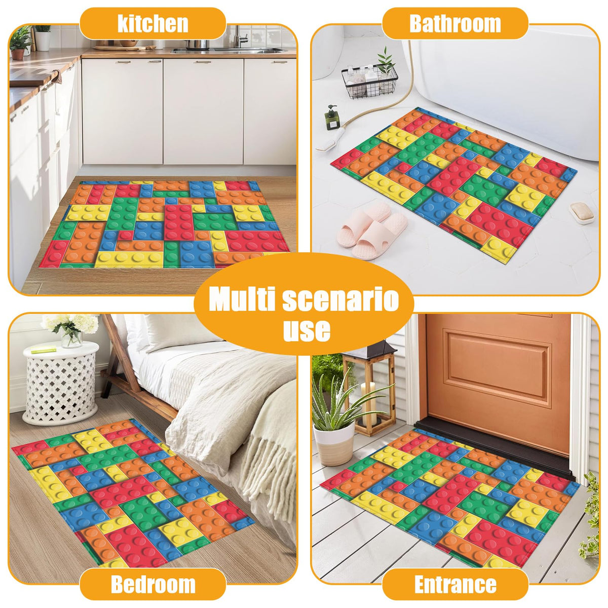 Building Blocks Bricks Bath Mat for Bathroom (Building Blocks Bricks)