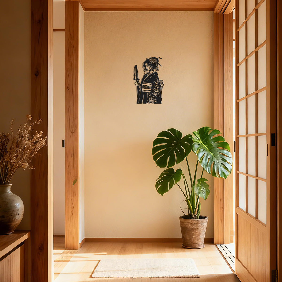 Serene Samurai Metal Wall Art (Serene Samurai Protector)