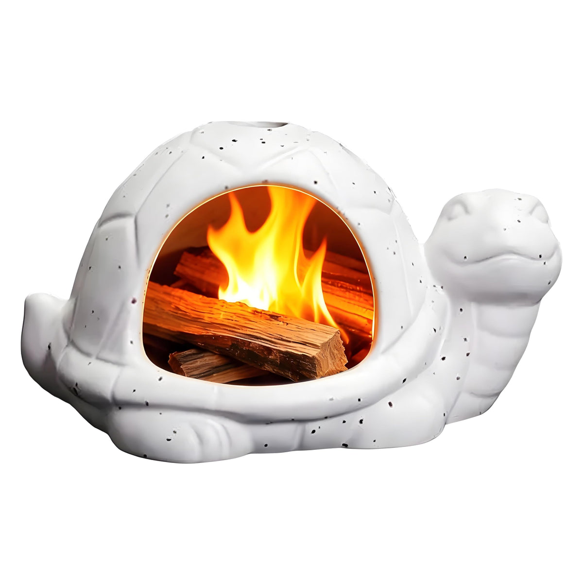 Ceramic Turtle Mini Chiminea (White)