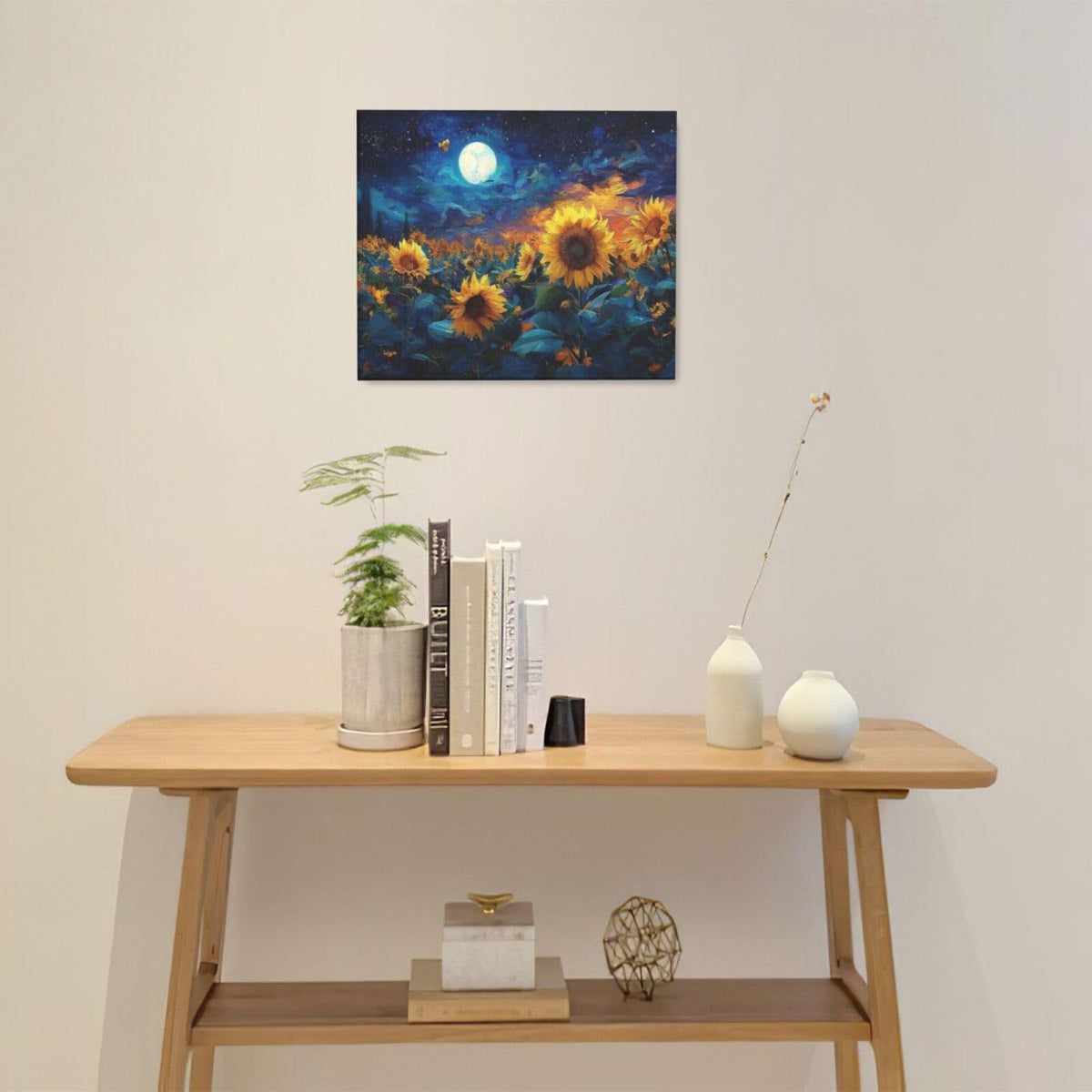 Sunflower Canvas Wall Art Starry Night Pictures Painting Yellow Floral Wall Decor Prints Framed Artwork Decoration for Living Room Bedroom Bathroom Dining Room Office 20"x24" (Sunflower / 24L"×20W")