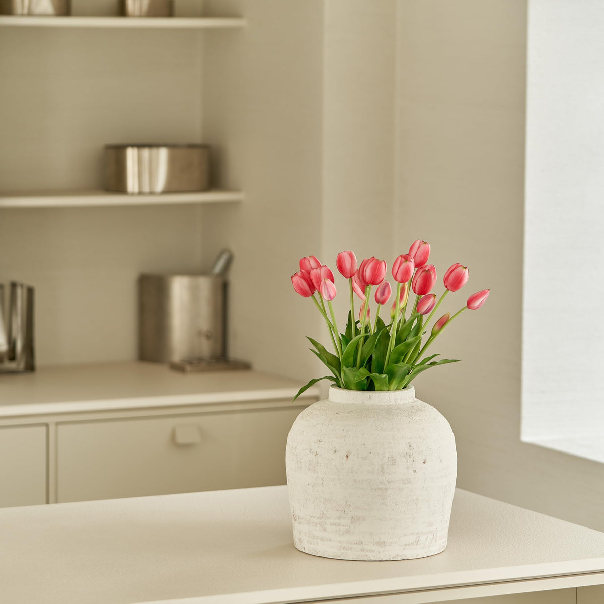 White Ceramic Large Vase (B - White 11")
