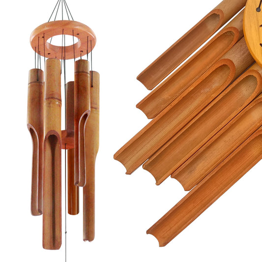Bamboo Wind Chimes for Outside (Dark Brown)