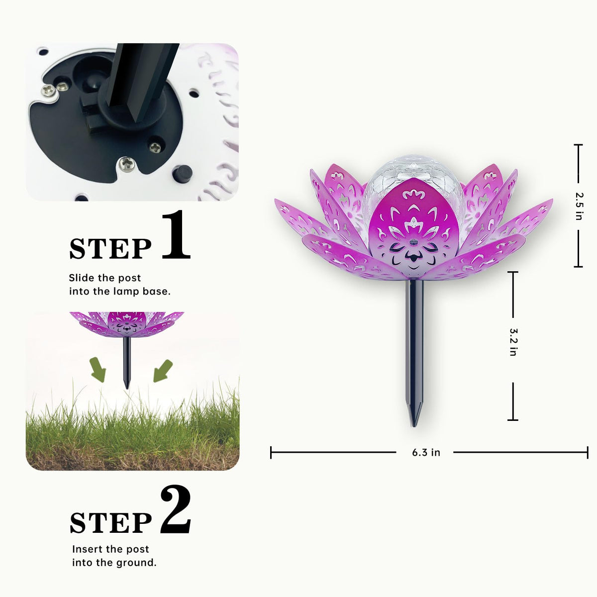 2 Pack Solar Garden Decor Lights Outdoor (Pink / Medium)