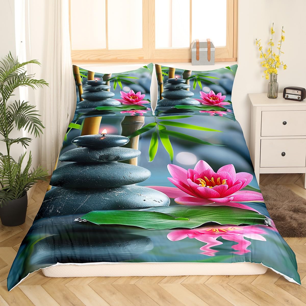 Zen Stones Bedding Set Twin Size for Kids Boys Bedroom (Cyj12016tj / Twin 68"x90")