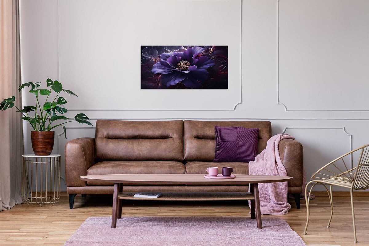 1 Panel Purple Picture Wall Art Purple Canvas Wall Art Flower Pictures Abstract Flower Print on Canvas Flowers Art for Bedroom Home Decor Living Room Stretched and Framed 20x40 inch (40"L x 20"W / Purple Flower 6)